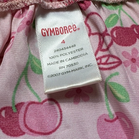 2007 Toddler Girl Gymboree Pink Cherry Print Silk Like Polyester Dress Size 4 - Picture 10 of 10